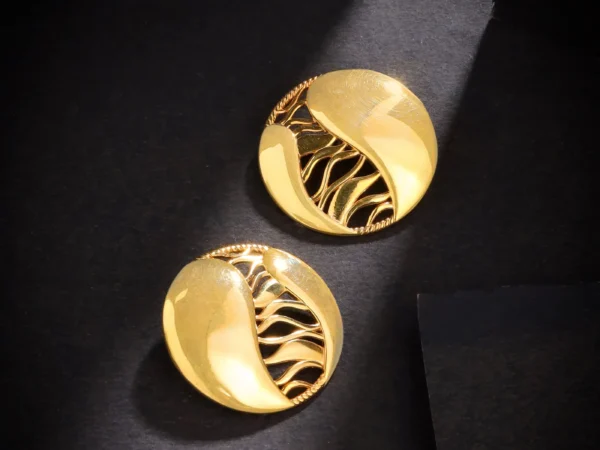 24K Gold Plated Jali Design 925 Sterling Silver Earrings