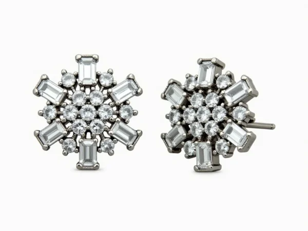 Starlit Frost Blue Topaz Stud Earrings – 925 Sterling Silver
