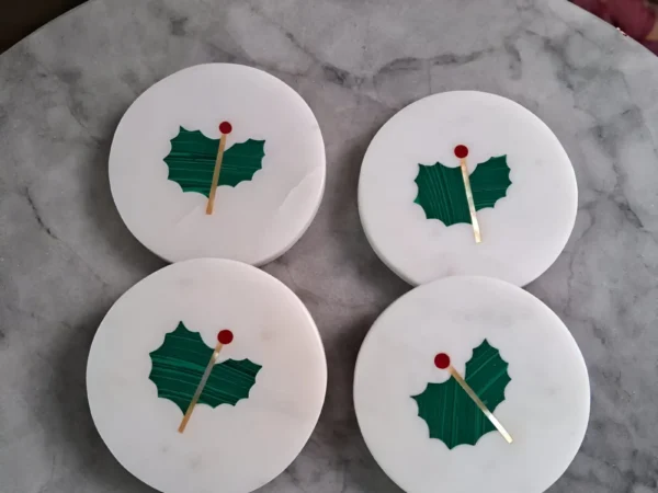 MARBLE COASTER CHRISTMANS LEAF EDITION